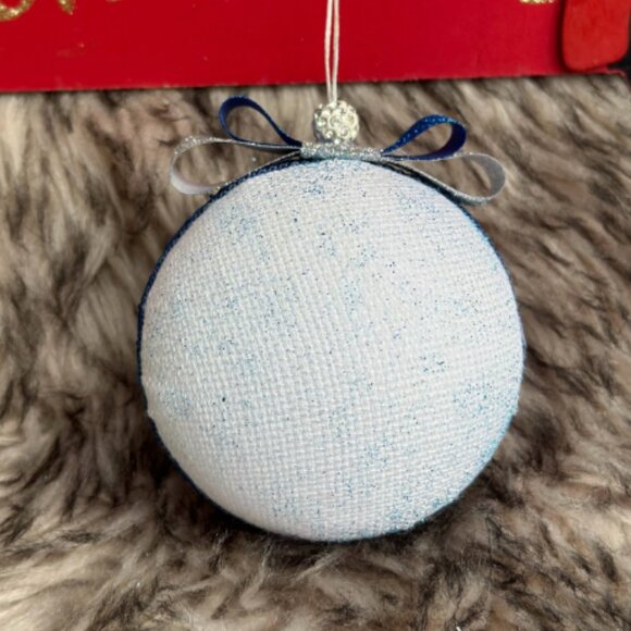 Handmade Blue Cross-Stitch Christmas Ornament - Picture 2 of 7
